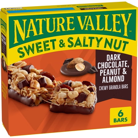 Nature Valley Sweet and Salty Nut Bars, Dark Chocolate Peanut Almond, 6 Bars, 7.2 oz