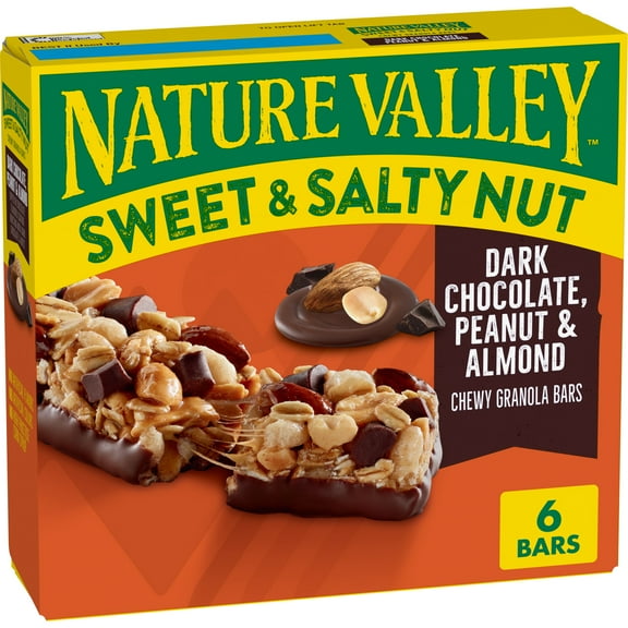 Nature Valley Sweet and Salty Nut Bars, Dark Chocolate Peanut Almond, 6 Bars, 7.2 oz