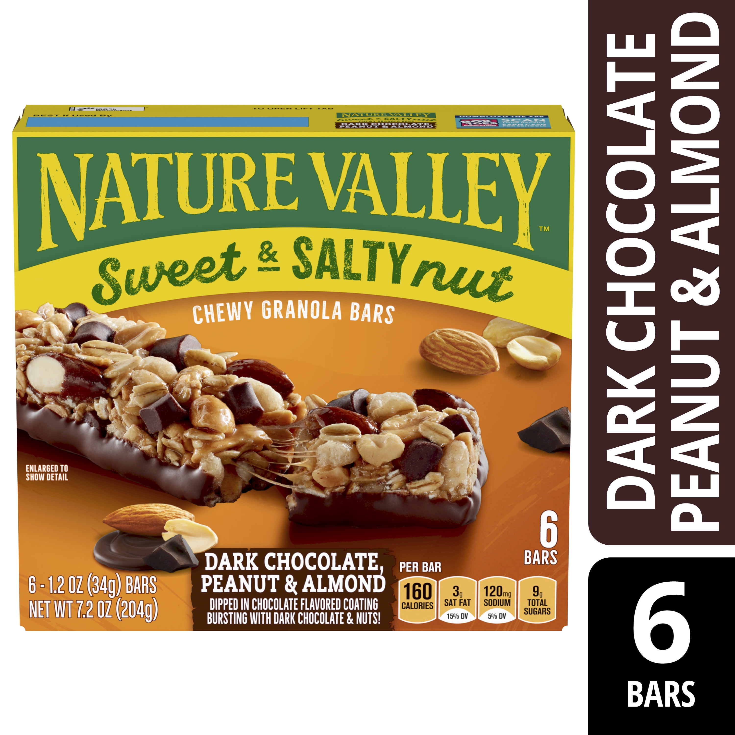 Nature Valley Sweet and Salty Nut Bars, Dark Chocolate Peanut Almond, 6 ct  