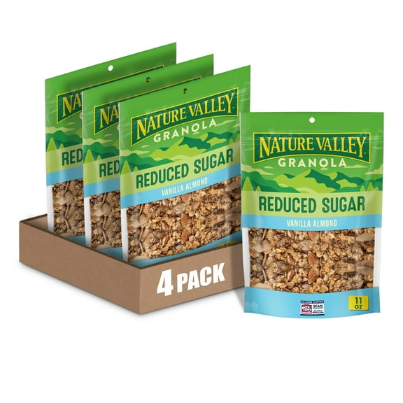 Nature Valley Vanilla Almond Reduced HYZ01 Sugar Granola, 11 OZ Bag (Pack of 4)
