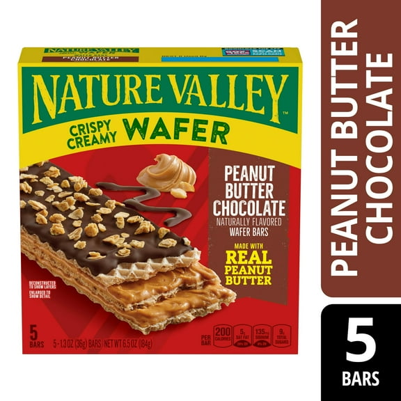 Nature Valley Wafer Bars, Peanut Butter Chocolate, 5 Bars, 6.5 OZ pack of 2