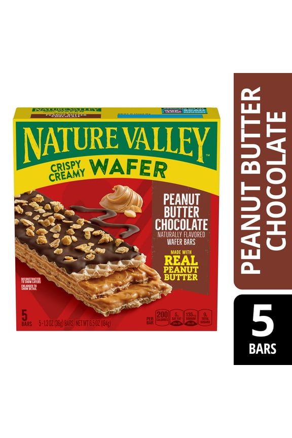 Wafer Bars, Peanut Butter Chocolate, 5 Bars, 6.5 OZ pack of 2