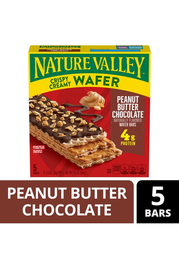 Crispy Creamy Wafer Bar, Peanut Butter Chocolate, 4g Protein, 5 Bars, 6.5 oz