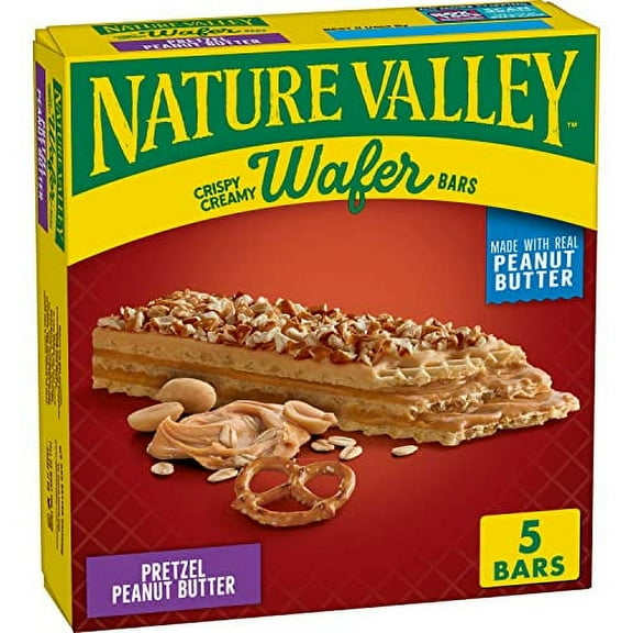 Nature Valley Crispy Creamy Wafer Bars, Pretzel Peanut Butter, 5 Bars, 6.5 oz
