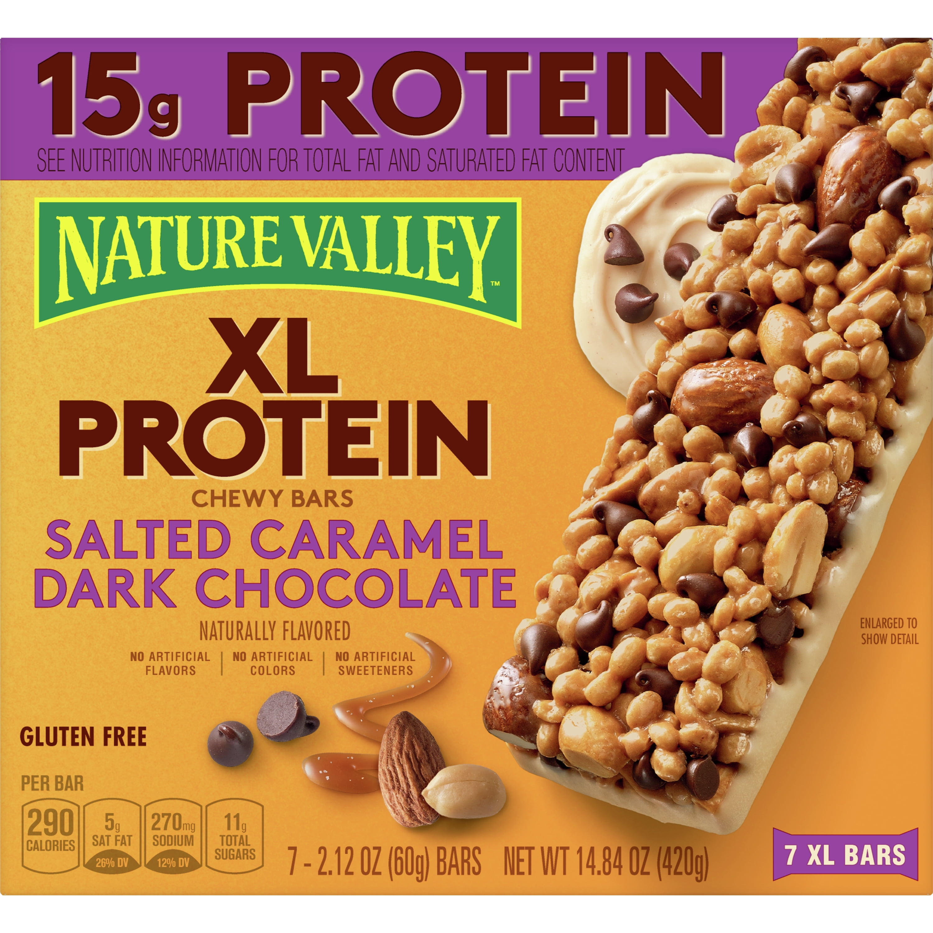 Nature Valley XL Protein Granola Bars, Salted Caramel Dark Chocolate, 7
