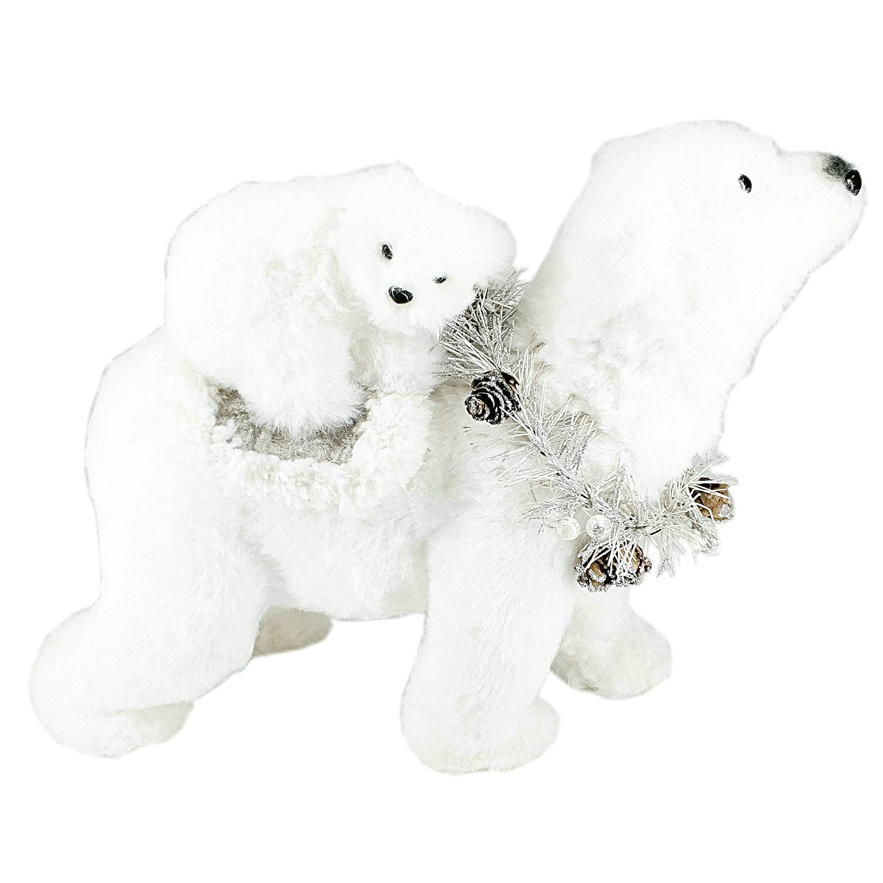 Nature Vibe 9.4 Inches White Faux ATT1Fur Polar Bear Christmas