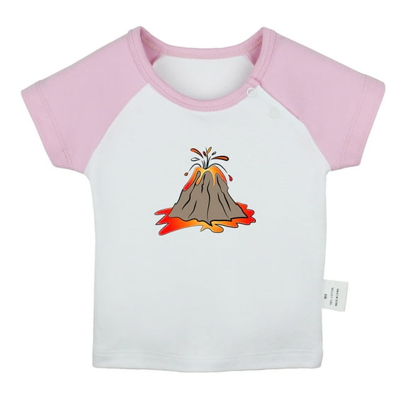 Nature Volcano Pattern T shirt For Baby, Newborn Babies T-shirts, Infant Tops, 0-24M Kids Graphic Tees Clothing (Short Pink Raglan T-shirt, 0-6 Months)