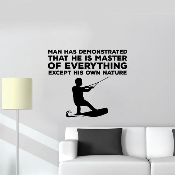 Own Nature Wakeboarding Quote Wake Boarding Wakeboard Water Quotes Vinyl Design Wall Sticker Wall Art Wall Decal Boy Girl Room Pool Area Bedroom Home Decor Stickers Decoration Size (10x10 inch)