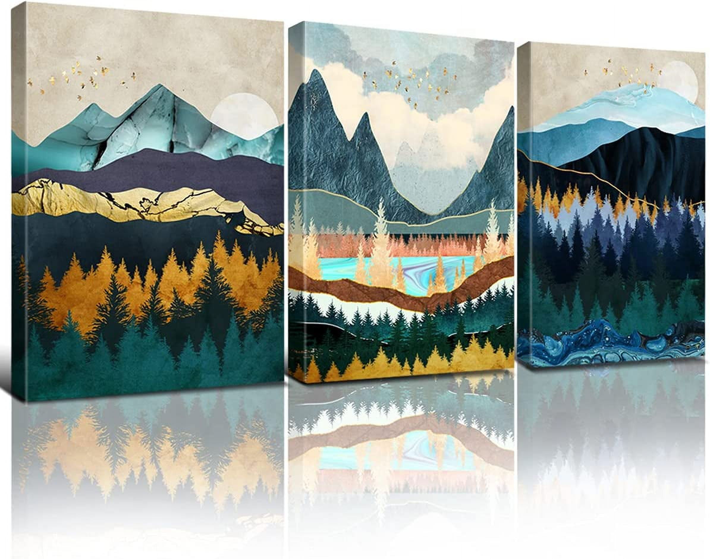 Nature Wall Art Boho Mountain Wall Decor for Living Room Watercolor