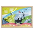 thumbnail image 1 of Nature Wall Art with Frame, 2 Reindeer Walking in Spring with Butterflies Flowers Hearts Pastoral Love Graphic, Printed Fabric Poster for Bathroom Living Room, 35" x 23", Multicolor, by Ambesonne, 1 of 2