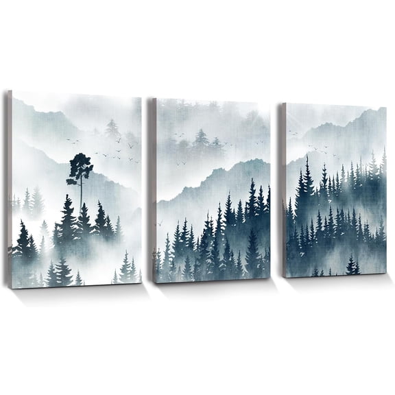 Nature Wall Art, Mountain Wall Art for Living Room, Set of 3, forest Prints for Room Aesthetic, Farmhouse Still Life Painting Wall Decor for Bedroom, Bathroom, Office, 12x16 Inch