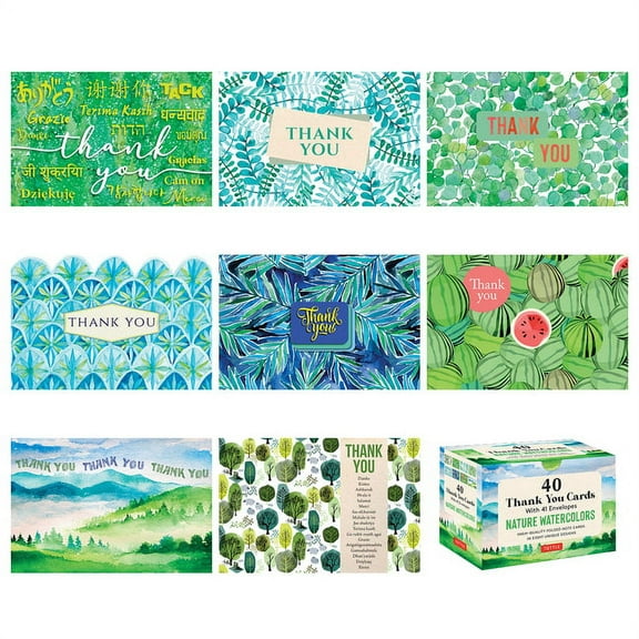Nature Watercolors, 40 Thank You Cards with Envelopes: (4 1/2 X 3 Inch Blank Cards in 8 Unique Designs) (Other)