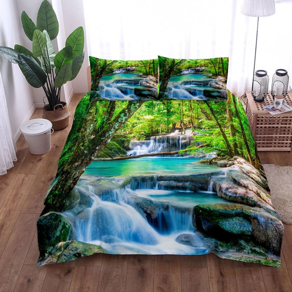 Nature Waterfall 3 Bedding Set King Double Full Twin Single Size Bed