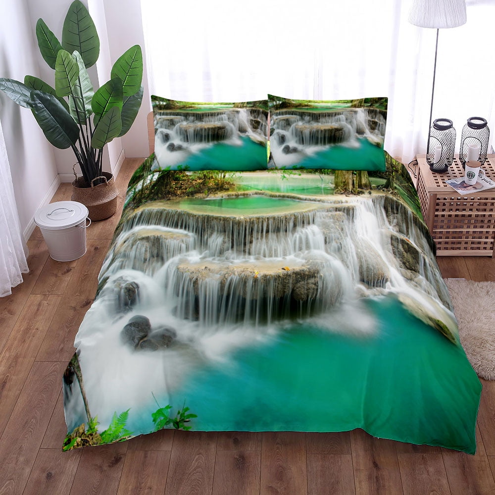 Nature Waterfall 3 Bedding Set King Double Full Twin Single Size Bed