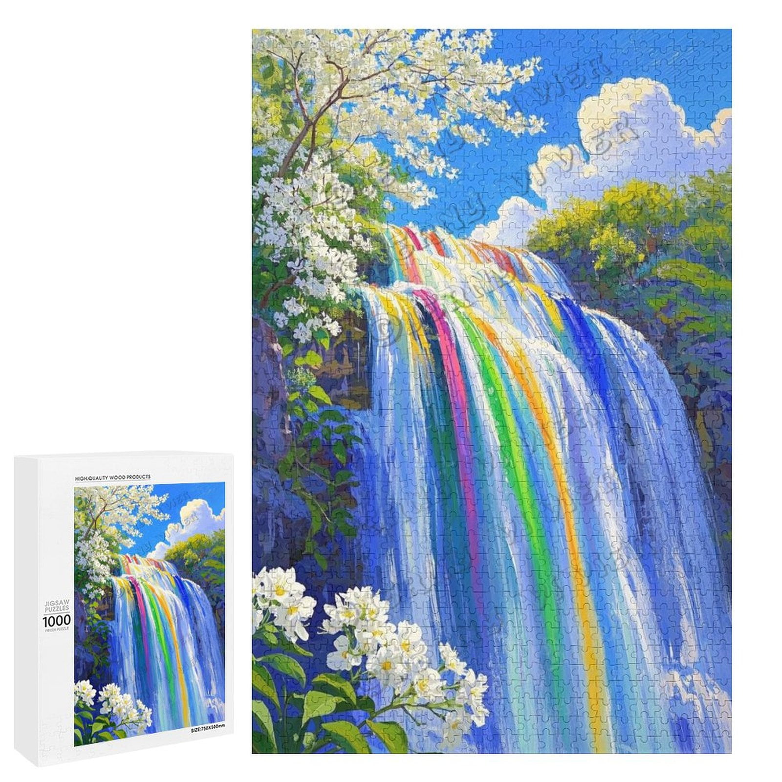 Nature Waterfall Scene 1000 Piece Wooden Puzzle for Adults – Precision ...