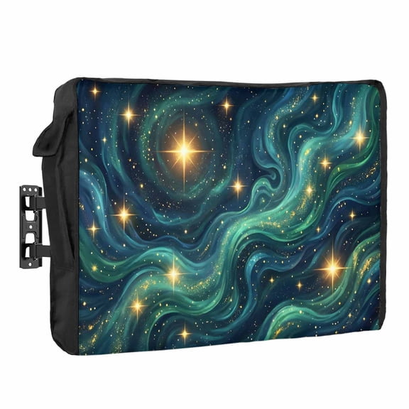 Nature Waterproof Outdoor TV Cover, Fantasy Starry Sky Romantic Mystic Cosmic Vortex Bright Star Outside Weatherproof TV Enclosures for 80 to 85 Inch LCD Television Shield Flat Screen Protectors