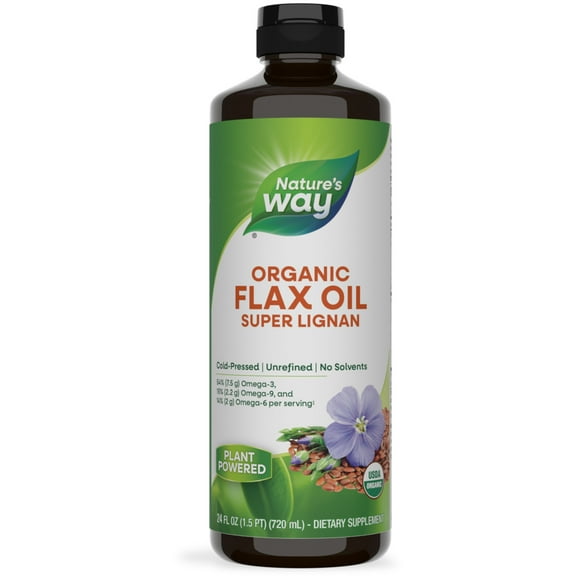 Nature Way's Organic Flax Oil Super Lignan with Omega-3 Essential Fatty Acids, 24 fl oz