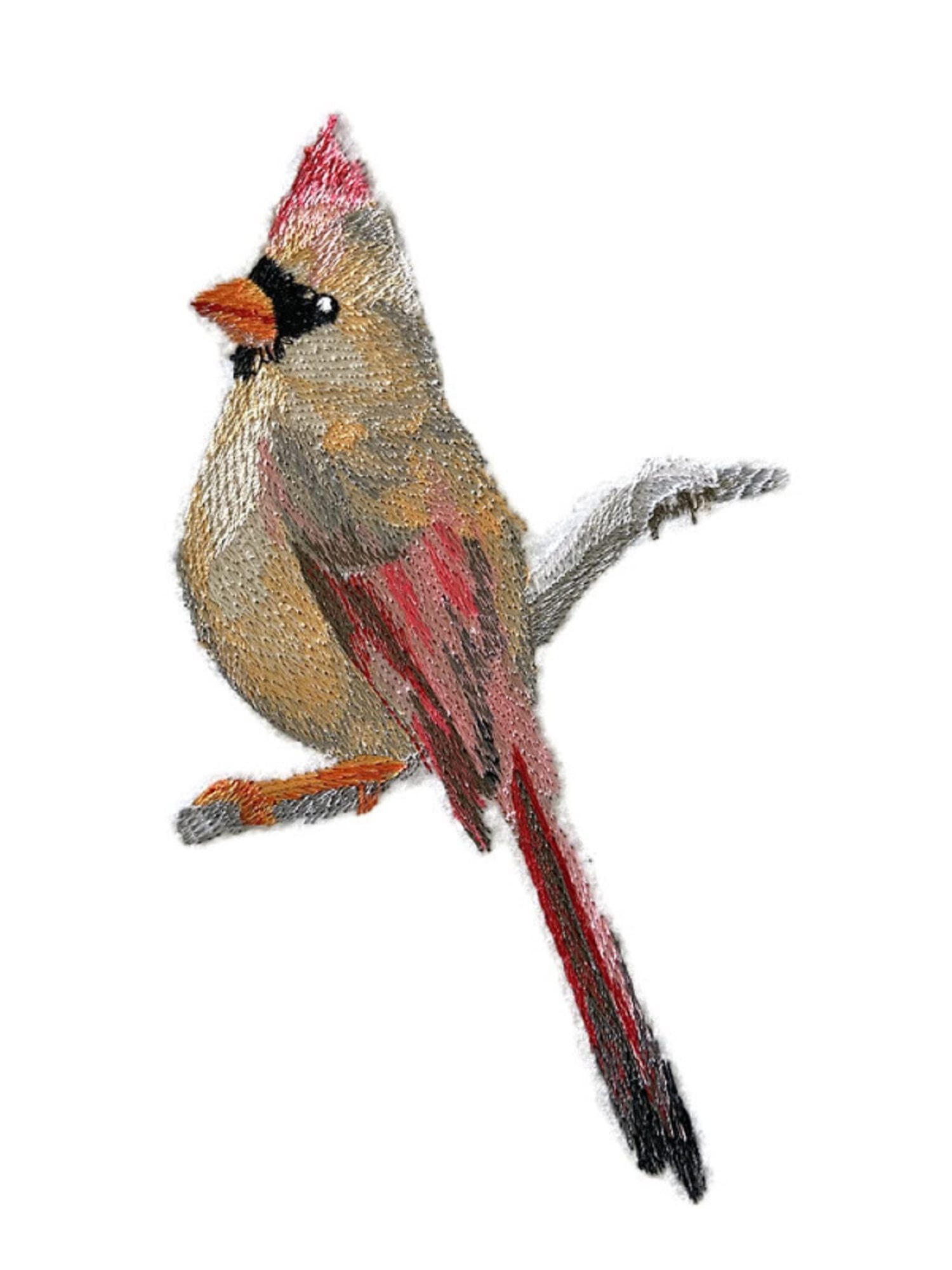 Nature Weaved in Threads, Amazing Birds Kingdom [Cardinal (Female) ] [Custom and Unique] Embroidered Iron on/Sew Patch (3.83" x 6") [Made in USA]