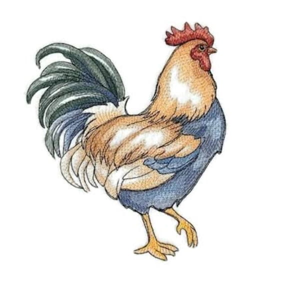 Nature Weaved in Threads, Amazing Rooster [Charming Country Chicken ] [Custom and Unique] Embroidered Iron on/Sew Patch (6.89" x 6.9") [Made in USA]