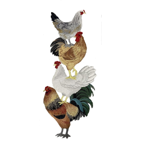 Nature Weaved in Threads, Amazing Rooster [Fresh Chicken Stack] [Custom and Unique] Embroidered Iron on/Sew Patch (4.81" x 11.74")