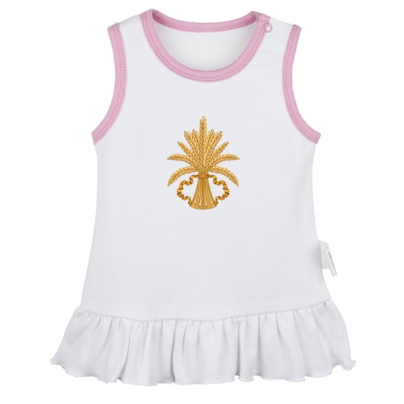 Nature Wheat Pattern Dresses For Baby, Newborn Babies Skirts, Infant Princess Dress, 0-24M Kids Graphic Clothes (White Sleeveless Dresses, 6-12 Months)