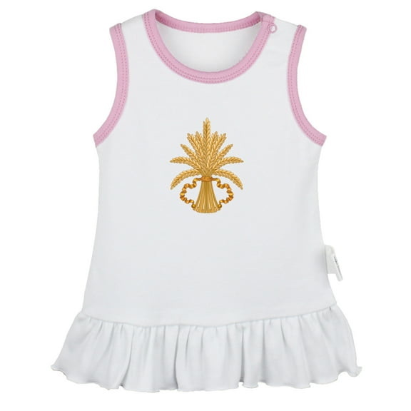 Nature Wheat Pattern Dresses For Baby, Newborn Babies Skirts, Infant Princess Dress, 0-24M Kids Graphic Clothes (White Sleeveless Dresses, 6-12 Months)