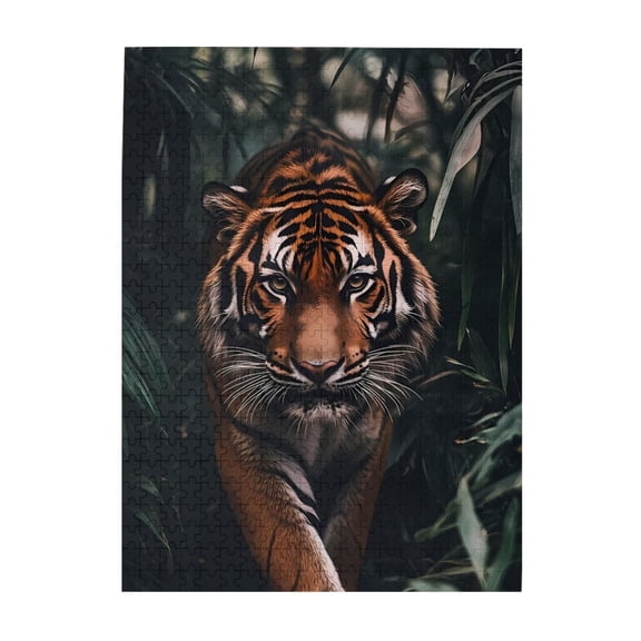 Nature Wildlife Jungle Tiger 500-Piece Wooden Jigsaw Puzzle for Adults, Fun & Challenging Family Game, Stylish Wall Decor & Holiday Gift