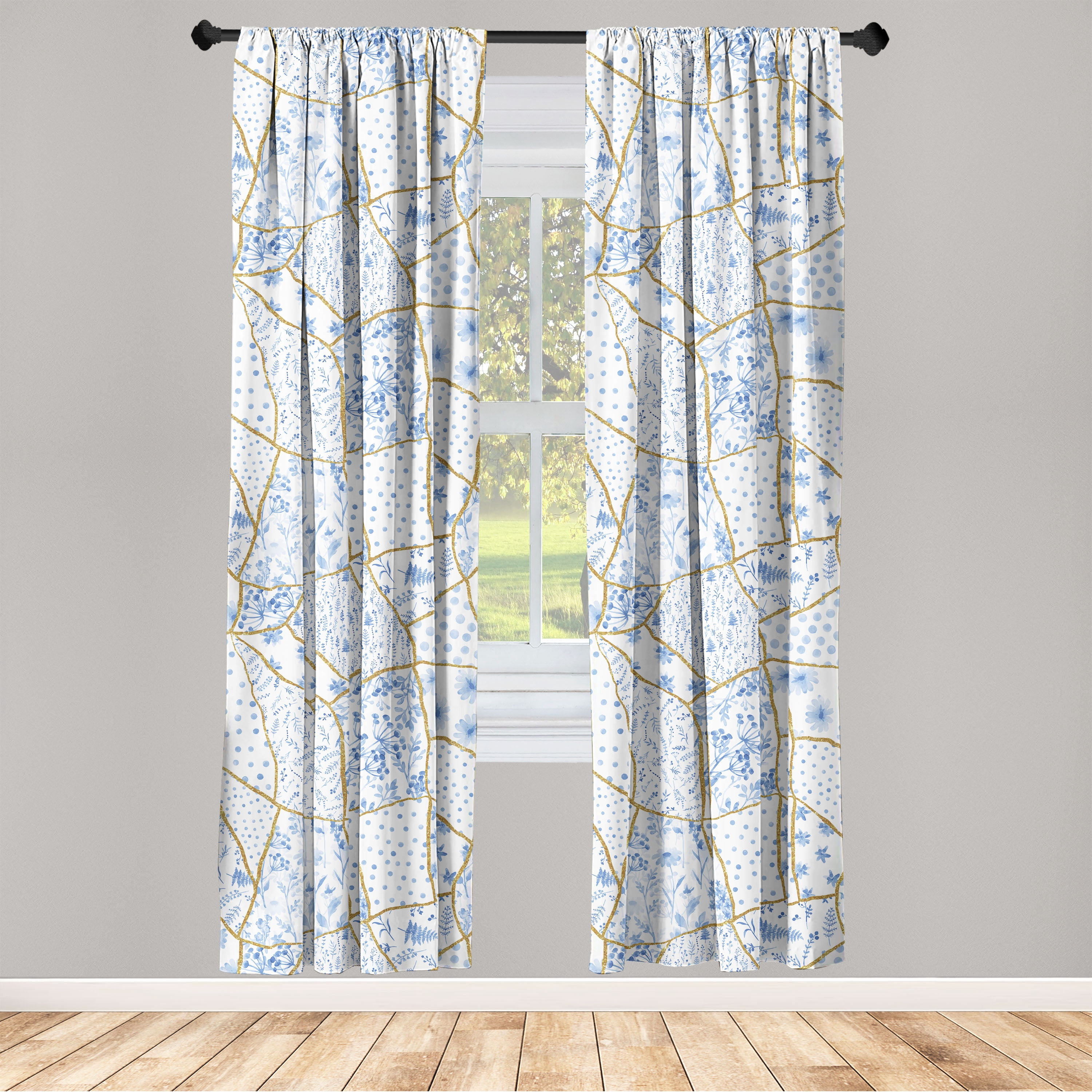 Continuous Window Pattern Nature Window Curtains, Floral Concept Continuous Patchwork Style ...