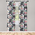 thumbnail image 1 of Nature Window Curtains, Spring Flowers with Leaves Repetitive Vintage Watercolor Ornament, Lightweight Decor 2-Panel Set with Rod Pocket, Pair of - 28"x95", Pale Fuchsia and Lime Green, by Ambesonne, 1 of 3