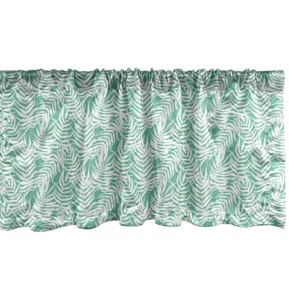 Ambesonne Nature Valance Pack of 2, Tropical Palm Branches Art, 54"X18", Sea Green and White