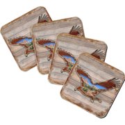 Eagle Wooden Cork Coasters Gift Set of 4 by Nature Wonders | Nature Wildlife Decor - 8199417C-S4
