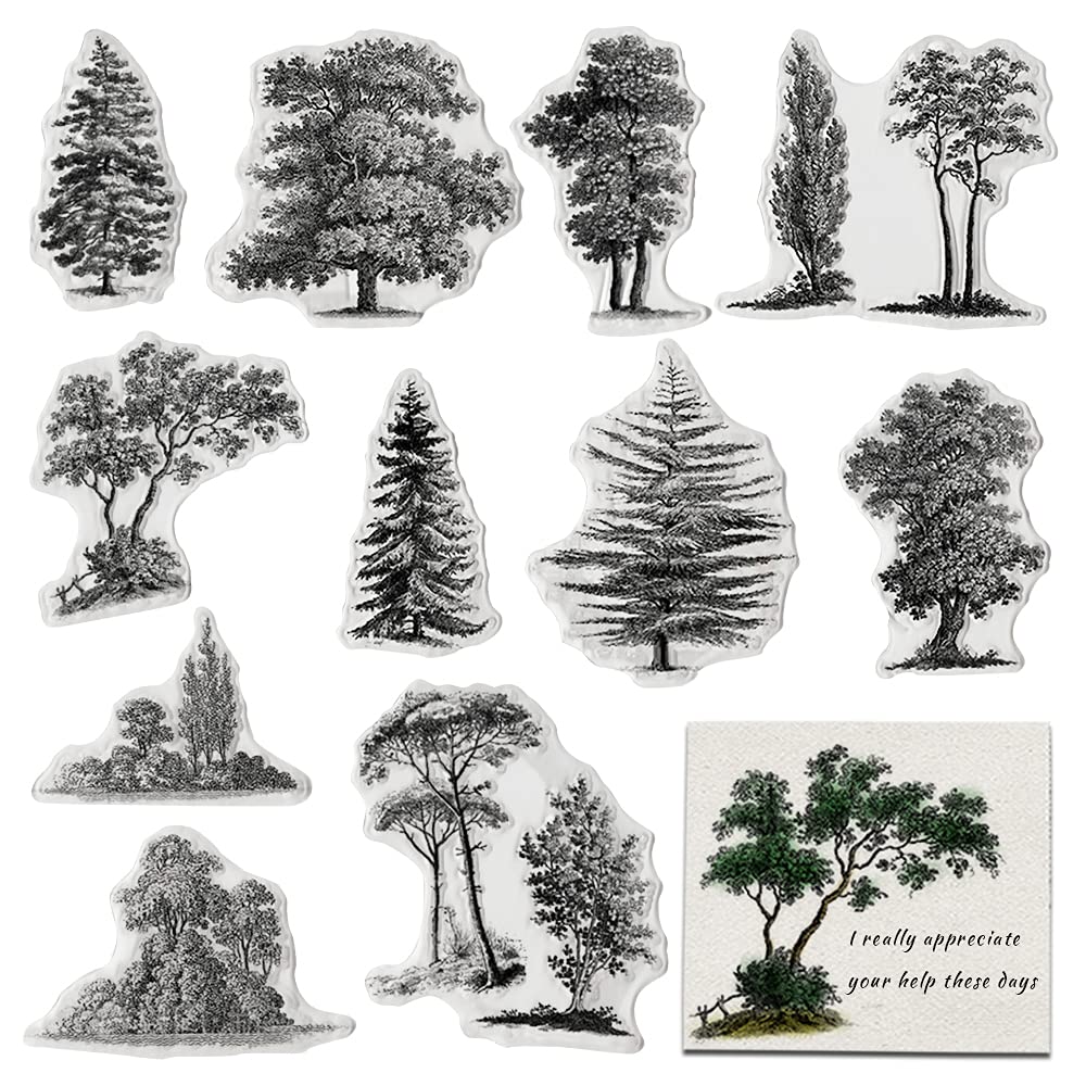 Nature Woods Trees Clear Stamps for Card Making Decoration DIY ...