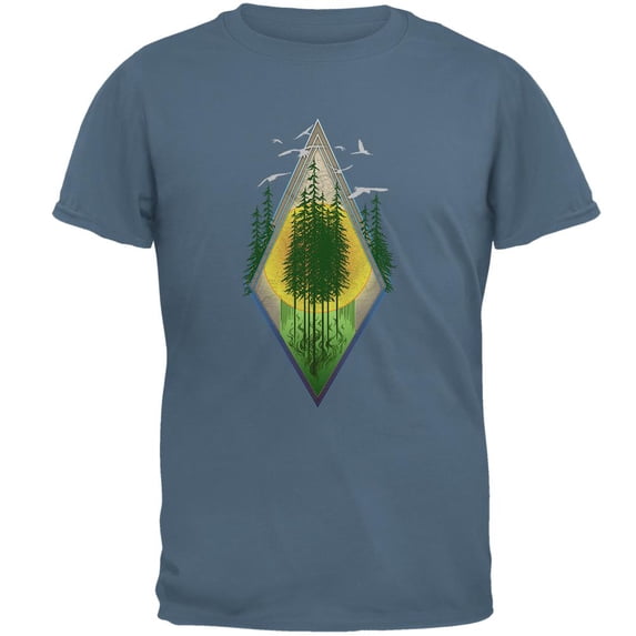 Nature Worship Hiking Mens T Shirt Indigo Blue 3X-LG