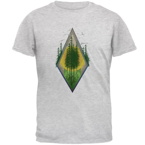 Nature Worship Hiking Mens T Shirt Light Heather Grey SM