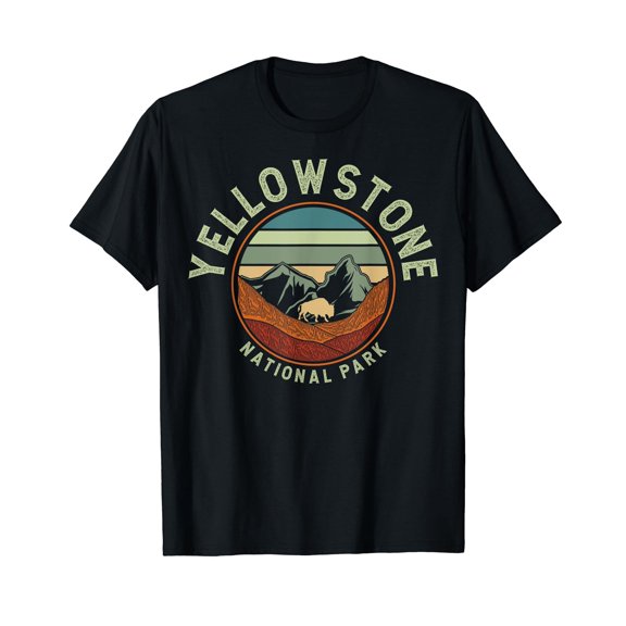 Nature Yellowstone National Park Short Sleeve T-Shirt Black Casual Tee Gift