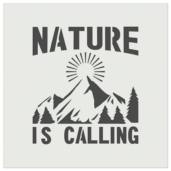 Nature is Calling Hiking Camping Mountain Pine Trees DIY Cookie Wall Craft Stencil - 5.5 Inch