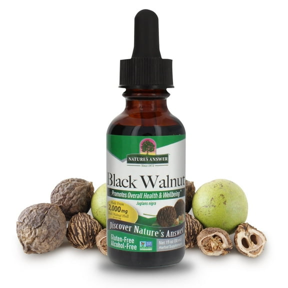 Natures Answer Black Walnut Hull Extract 2,000 mg, Alcohol-Free Liquid Herbal Supplement, 1 fl oz
