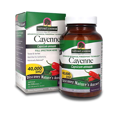 Nature's Answer Cayenne Pepper Powder Capsule Supplement, 90Count Natural Metabolism Booster