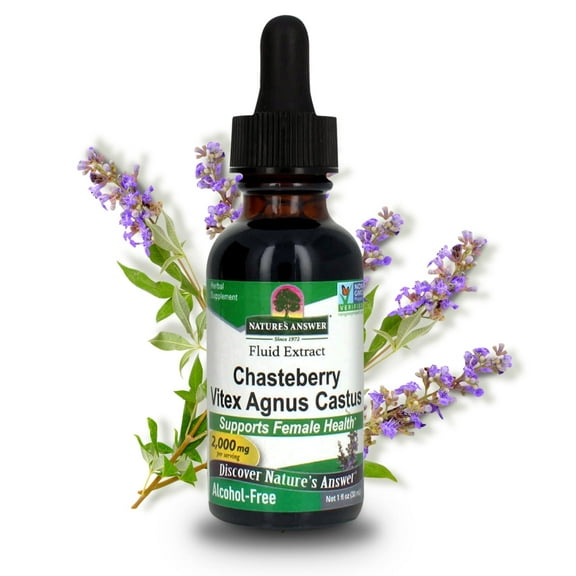 Natures Answer Chasteberry Vitex Agnus Castus, Supports Female Health, Alcohol Free Liquid Herbal Supplement, 1 fl oz