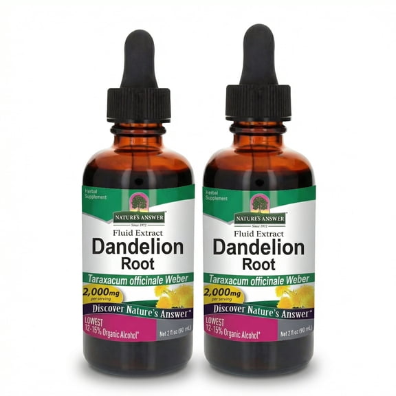 Nature's Answer Dandelion Root, Low Organic Alcohol, Herbal Supplement, 2 oz (Pack of 2)