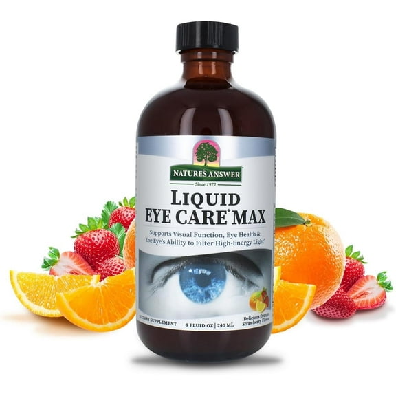 Natures Answer Liquid Eye Care Max, Visual Function & Eye Health Support, Great Tasting Orange Strawberry, 8 fl oz