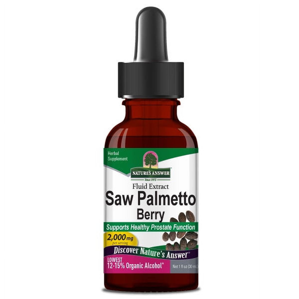 Nature’s Answer Saw Palmetto Berries Low Alcohol, Supports Healthy Prostate, 1oz