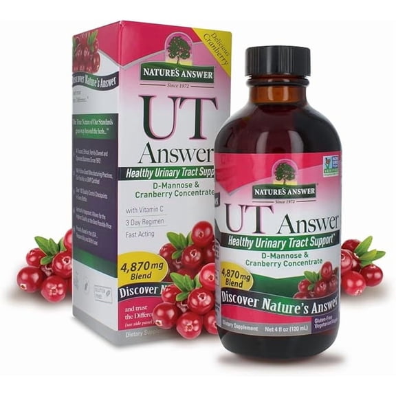 Nature's Answer UT Answer Cranberry Liquid – Urinary Tract Support with D-Mannose & Vitamin C – Alcohol-Free Herbal Supplement – 4 fl oz