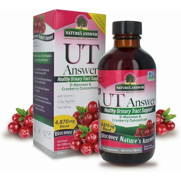 Nature's Answer UT Answer Cranberry Liquid Urinary Tract Support with D-Mannose & Vitamin C Alcohol-Free Herbal Supplement 4 fl oz