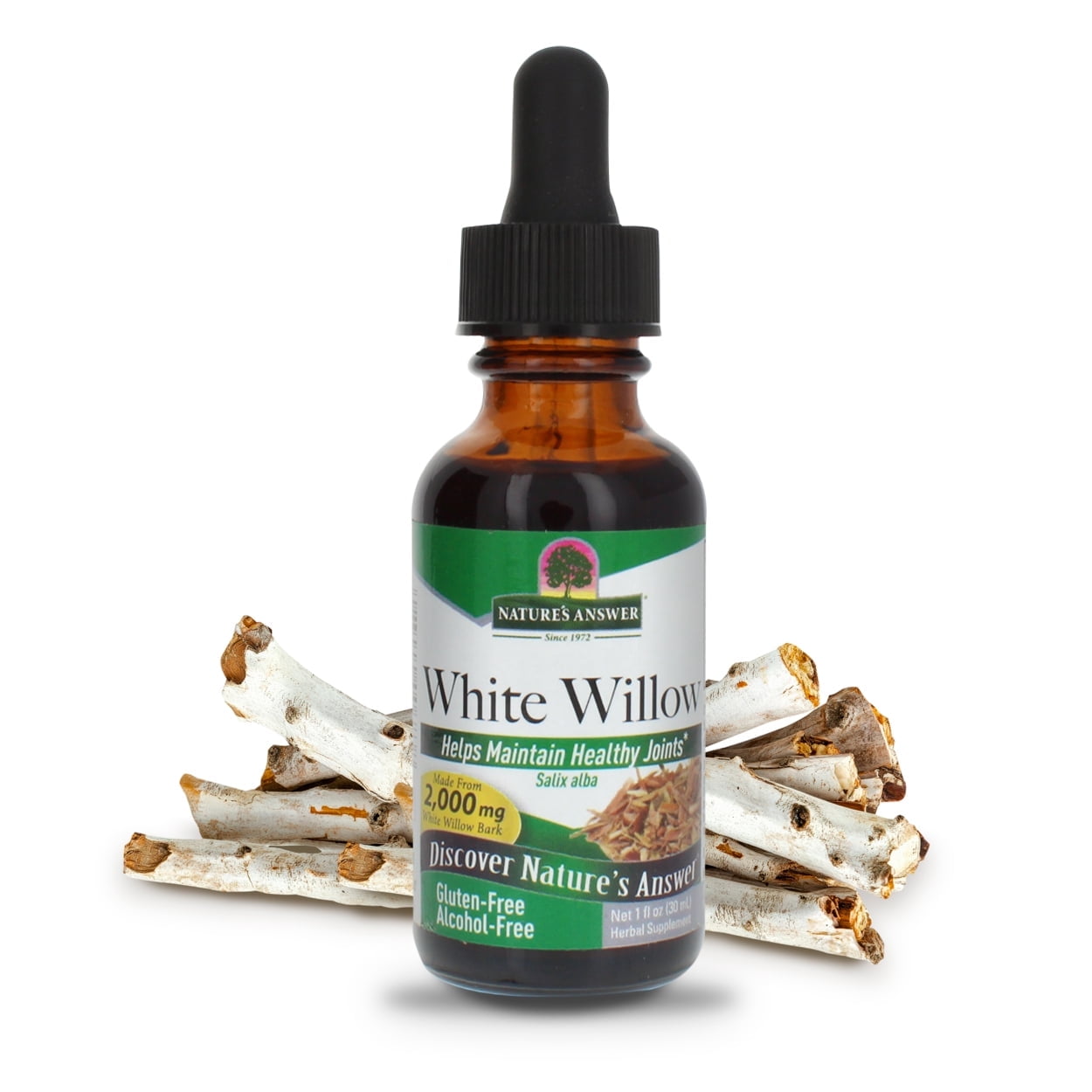 Natures Answer White Willow Bark Extract 2,000 mg, Joint Comfort & Mobility Support, Alcohol-Free Liquid, 1 fl oz