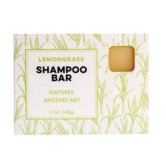 Natures Apothecary Lemongrass Solid Shampoo Bar Sulfate-Free 5 Oz. Natural Shampoo with Safflower & Essential Oils Plastic- & Cruelty-Free, Hypoallergenic Bar Shampoo