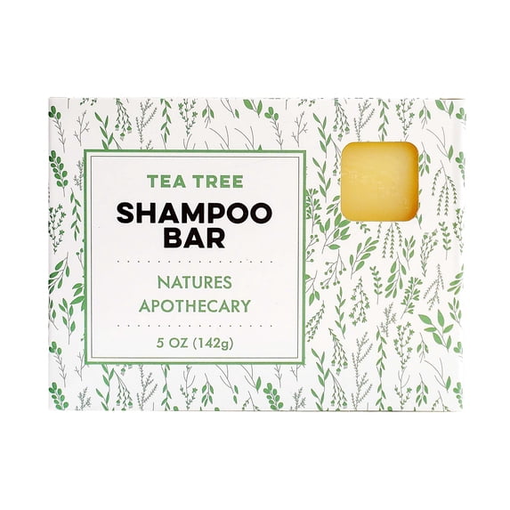 Nature's Apothecary Sulfate-Free Shampoo Bar - 5 oz. Natural Tea Tree Shampoo with Safflower & Essential Oils | Plastic Free & Hypoallergenic for All Hair Types