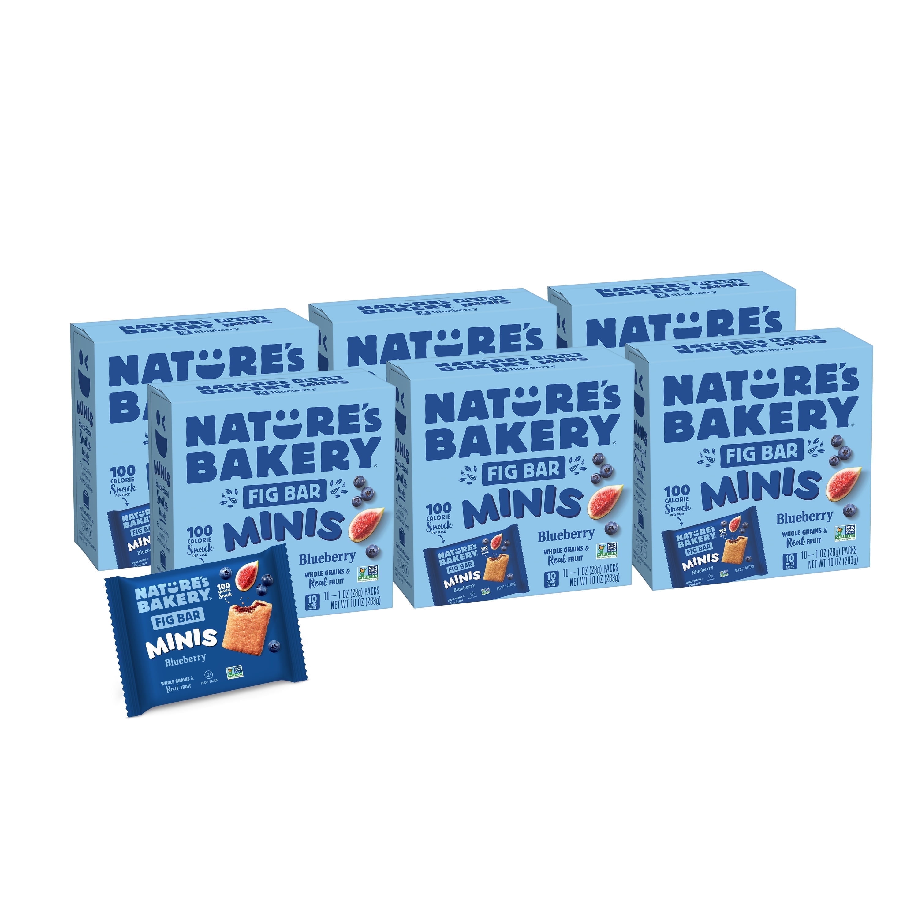 Nature's Bakery Blueberry Fig Bar Minis, 1 oz Snack Bars (60 Ct), Vegan, Non-GMO, Plant-Based