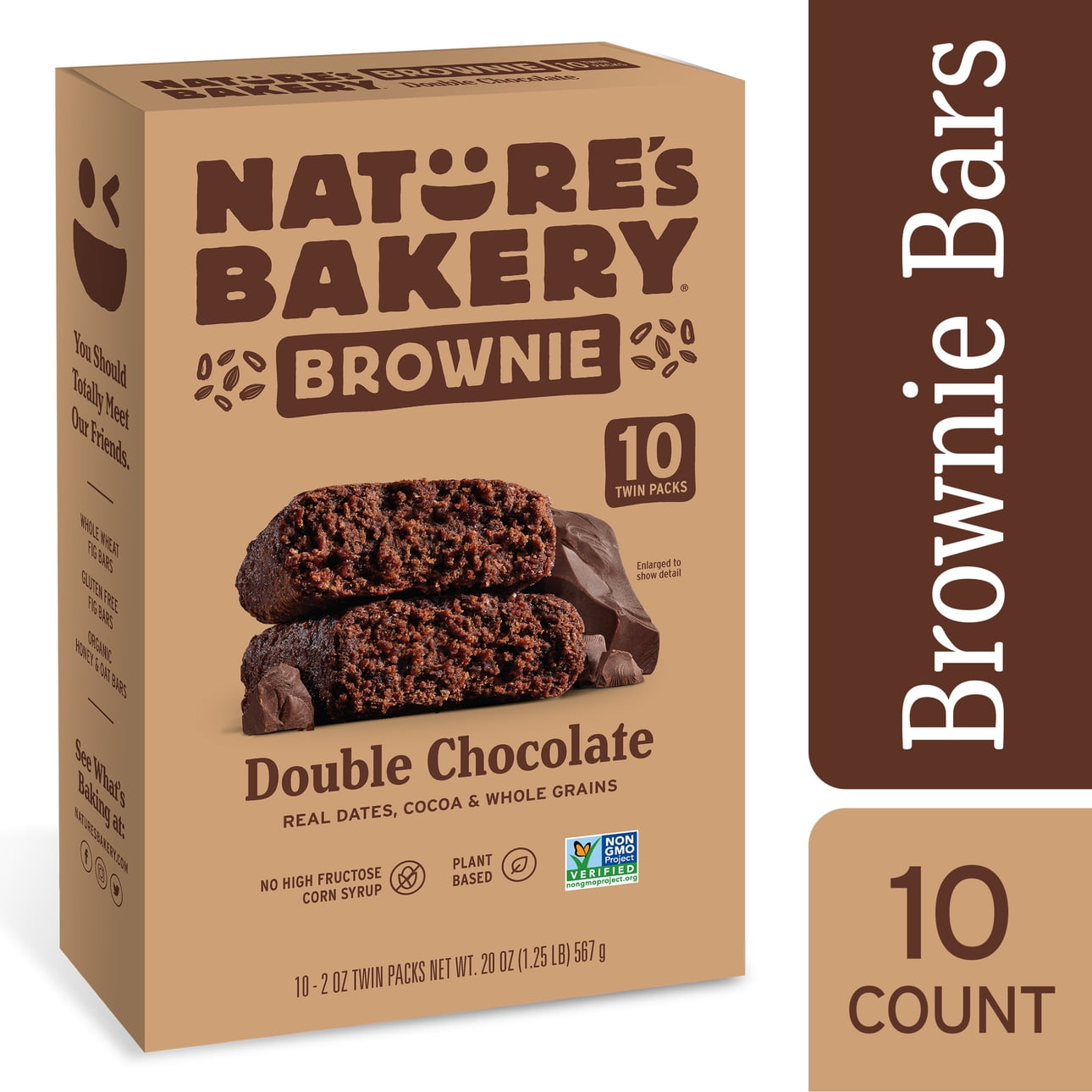 Nature's Bakery Double Chocolate Brownie Bars, 10 Twin Packs