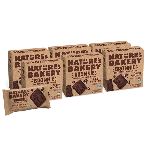 Nature's Bakery Double Chocolate Brownies, 2 oz Snack Bars (36 Ct), Vegan, Non-GMO, Plant-Based
